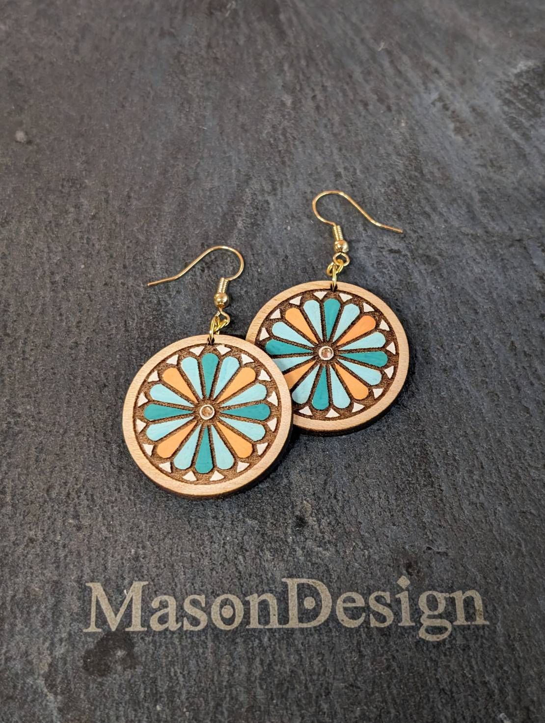 梅森設計[手作]皇家波西米亞-實木耳環