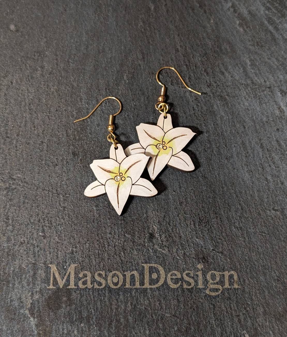 梅森設計[手作]百合花-實木耳環