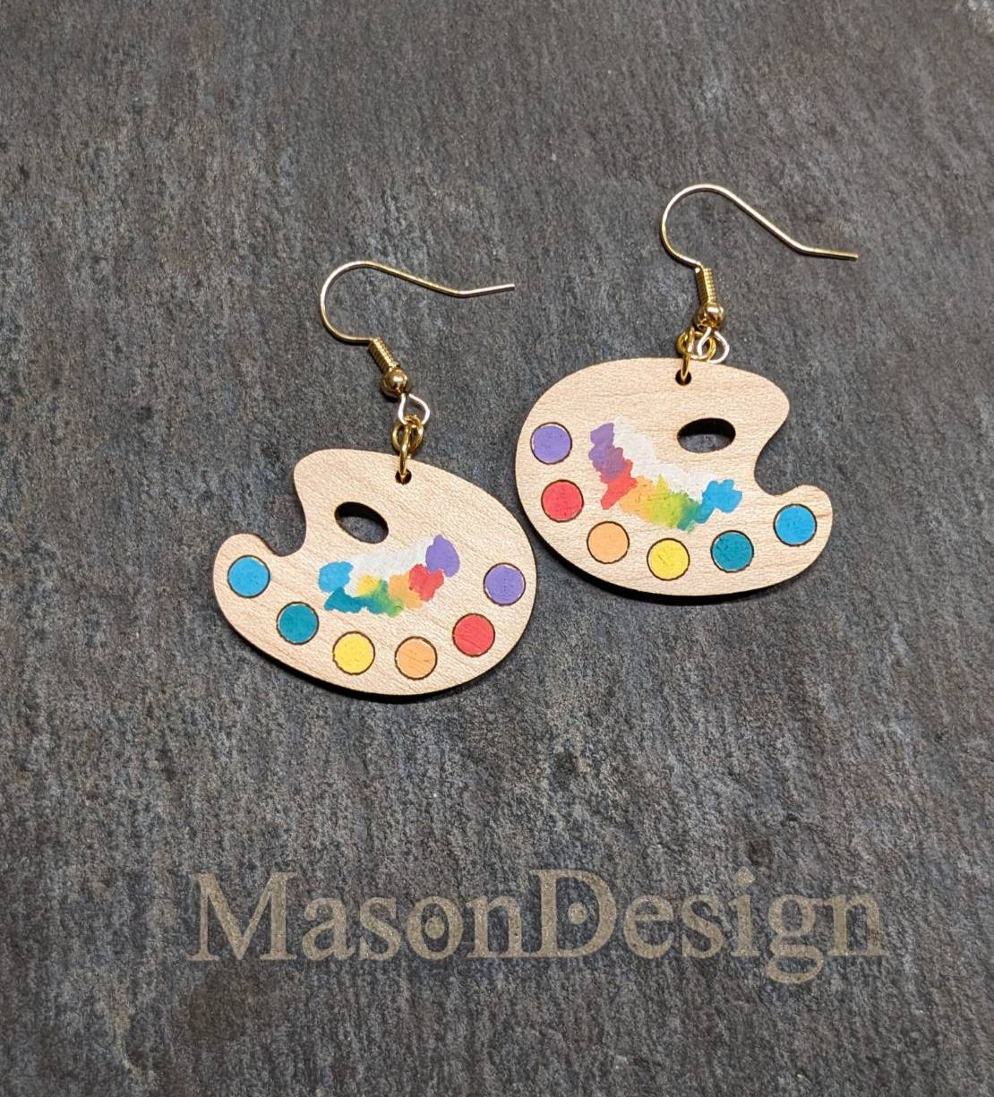 梅森設計[手作] 調色盤-實木耳環