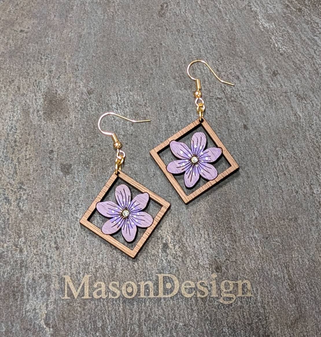 梅森設計[手作] 三角草-實木耳環