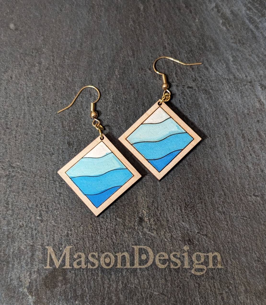 梅森設計[手作] 一坪的海-實木耳環