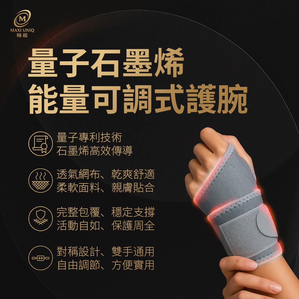 【愛咪模兒】SWANKY思旺奇系列量子石墨烯能量可調式護腕 / 支