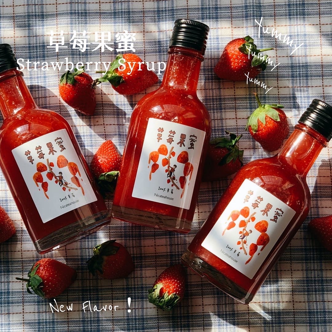 ▪️手工熬制🍯：草莓果蜜（送果蜜帆布袋） （nicateahouse）草莓果醬，草莓牛奶