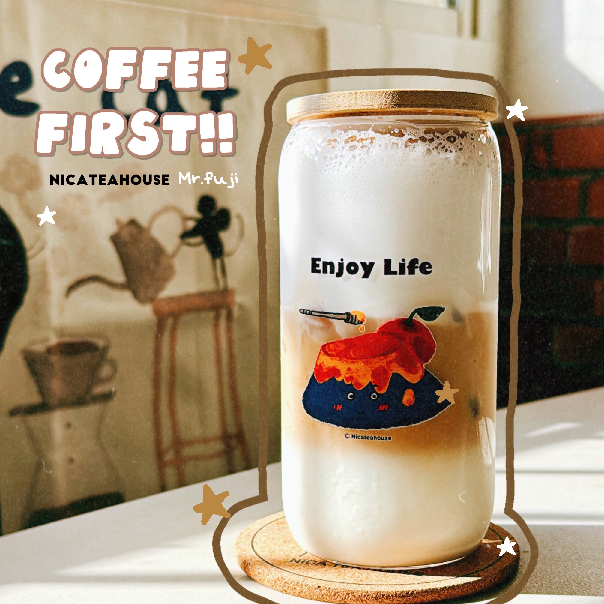 【𝘾𝙤𝙛𝙛𝙚𝙚 𝙁𝙞𝙨𝙧𝙩 】超適合拿來喝拿鐵的富士蘋果蜜先生咖啡杯.ᐟ