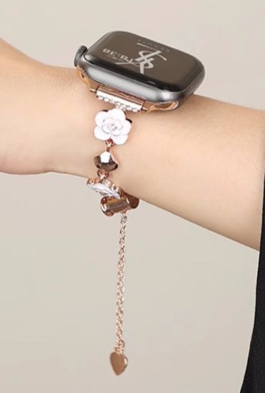 Apple Watch 絢麗山茶花金屬鏈錶帶