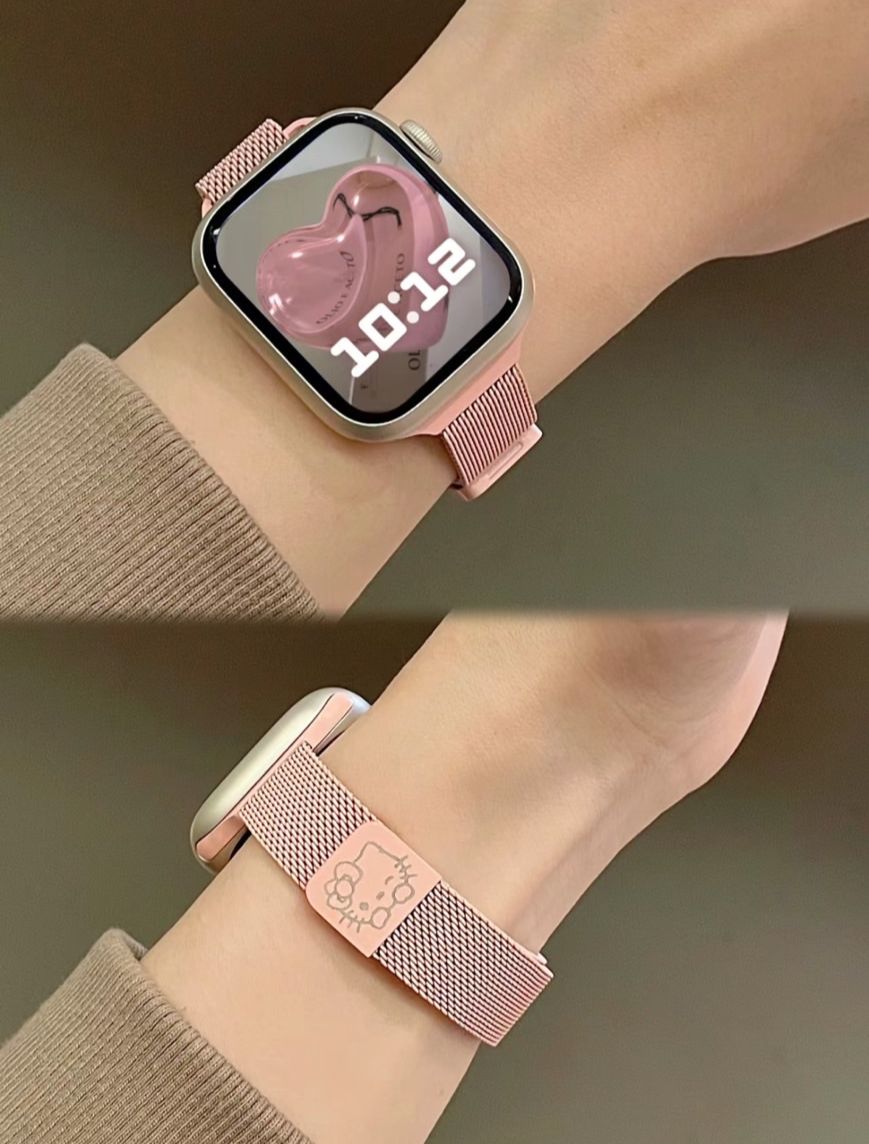 細款Hello Kitty米蘭金屬磁吸錶帶（適用於 apple watch 40mm適用4/5/6代/SE）