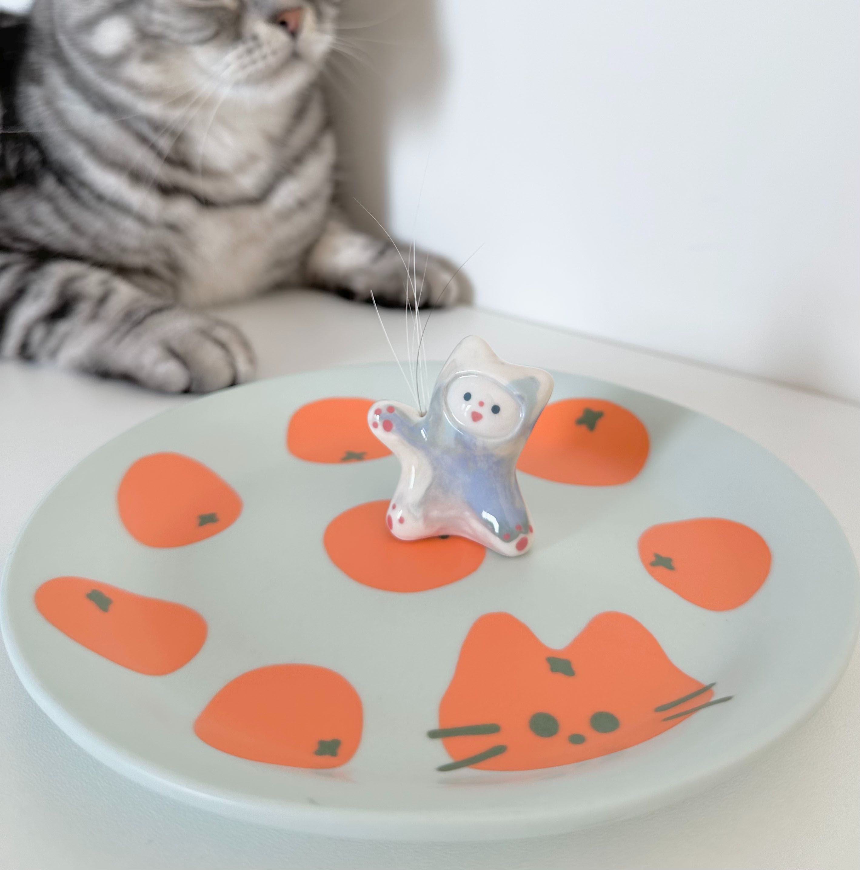 韓國Say-hi cat 貓咪鬍鬚收集娃娃 線香插座娃娃 陶器