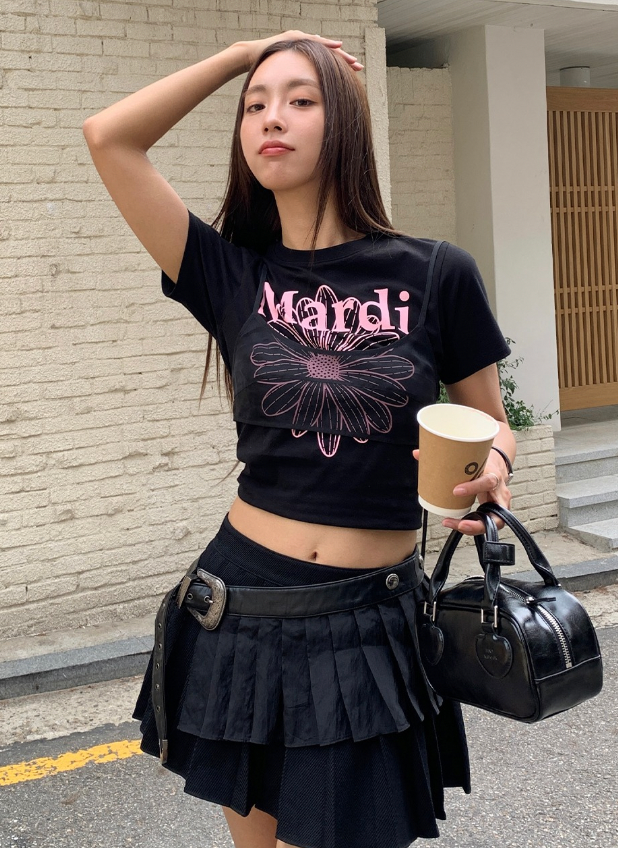 Mardi mercredi 合身短袖 SLIM TSHIRT FLOWERMARDI
