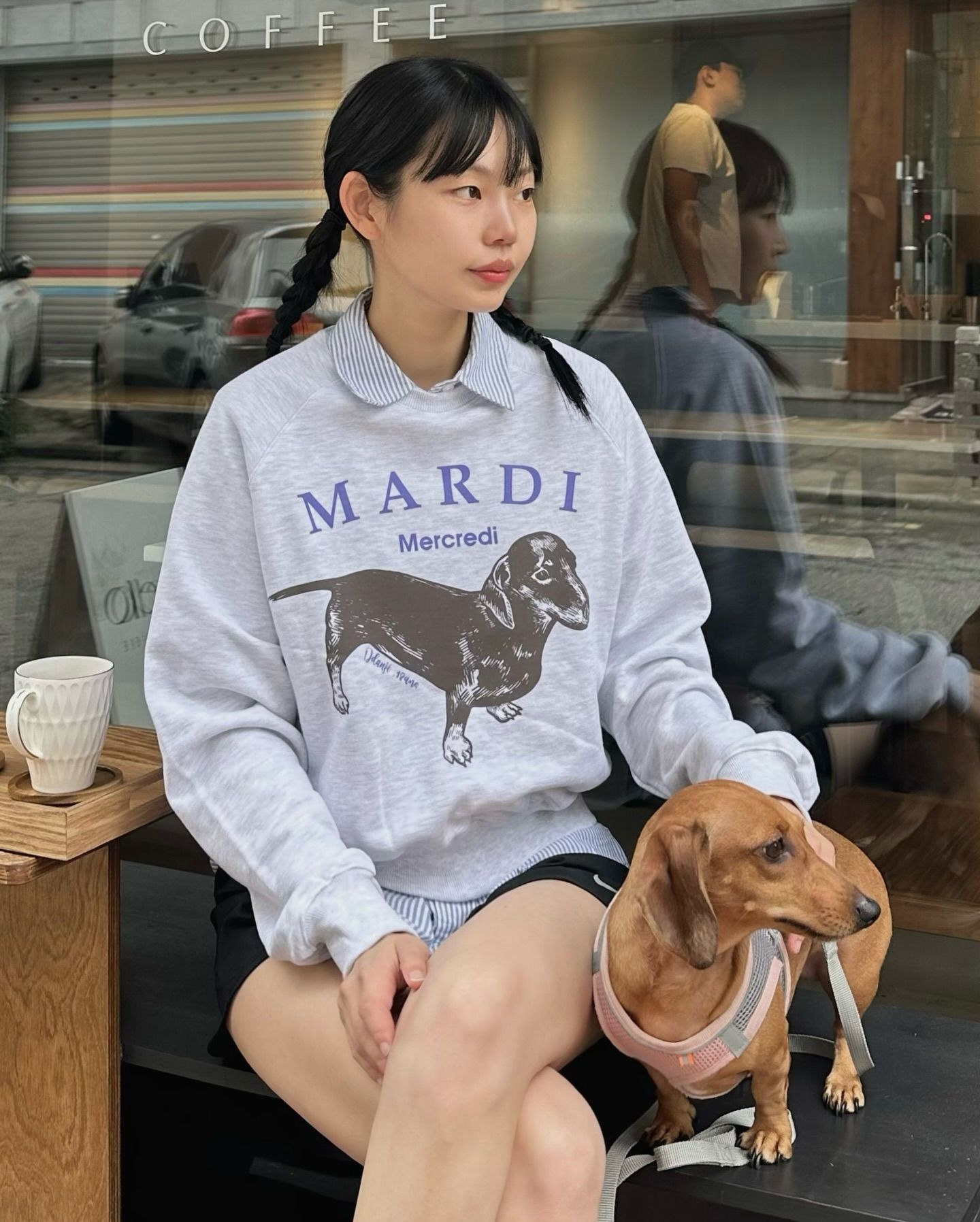 Mardi mercredi 短版狗狗大學踢 SWEATSHIRT RAGLAN DDANJI_
