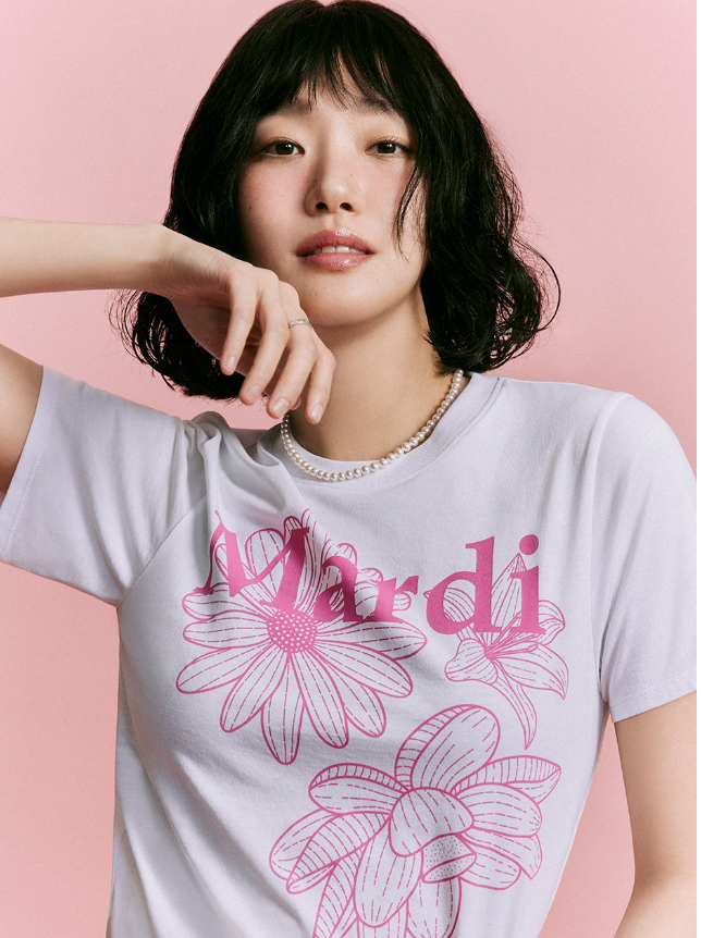 Mardi 合身版-三朵花花短袖 SLIM TSHIRT TRIPLE FLOWER