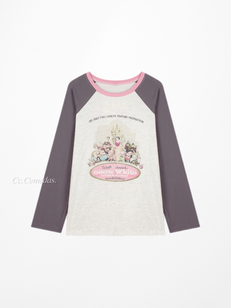 白雪公主與7小人印花慵懶風薄款長袖上衣