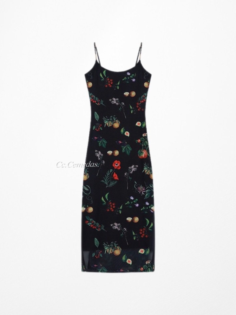 氣質復古印花A字連衣裙