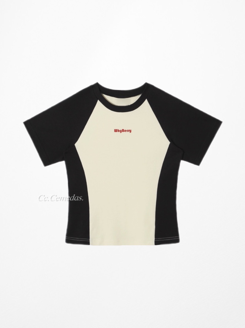 美式復古撞色字母短袖上衣