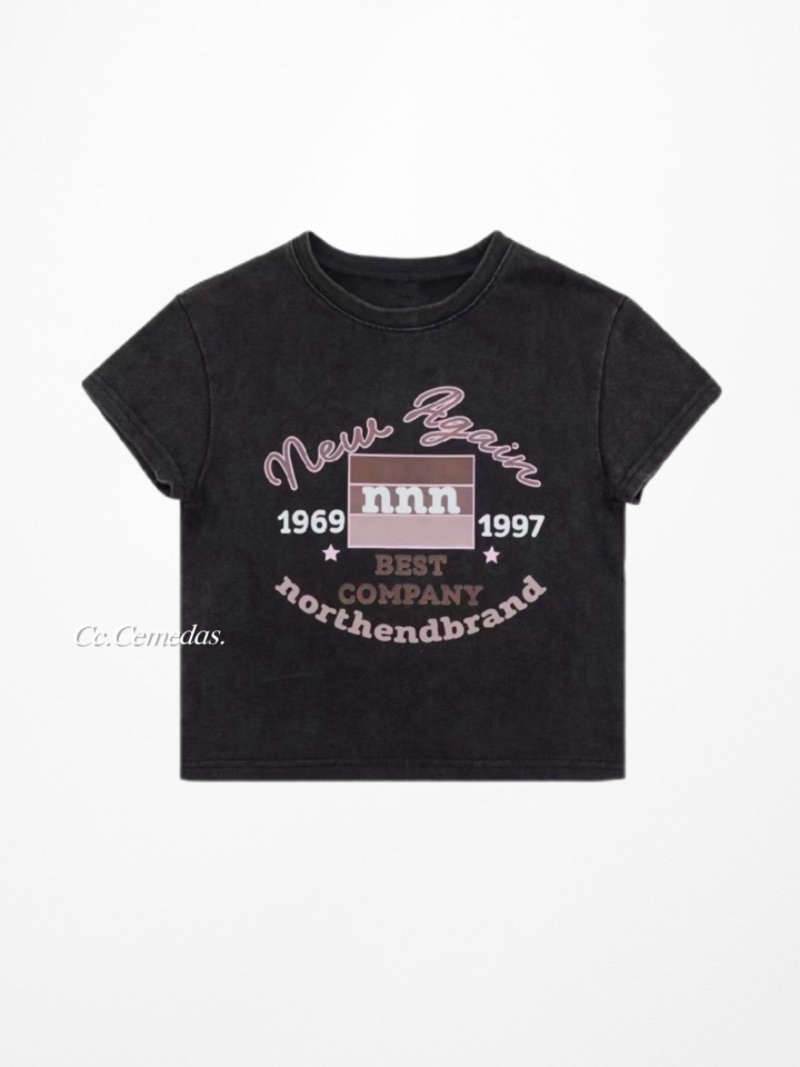 美式復古印花短袖上衣