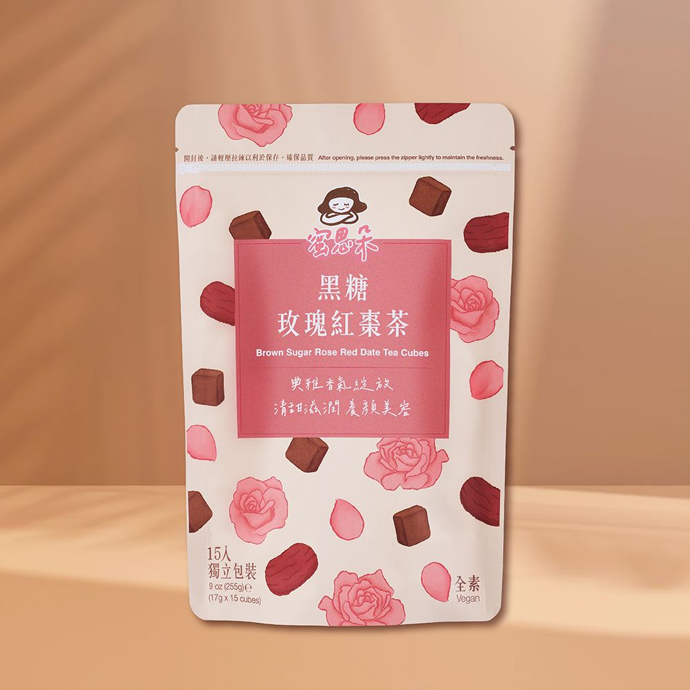 【蜜思朵】黑糖玫瑰紅棗茶 （17gx15入/袋） 果乾水 水果茶 花果茶 糖磚 茶磚 黑糖磚 黑糖塊 玫瑰花茶 紅棗