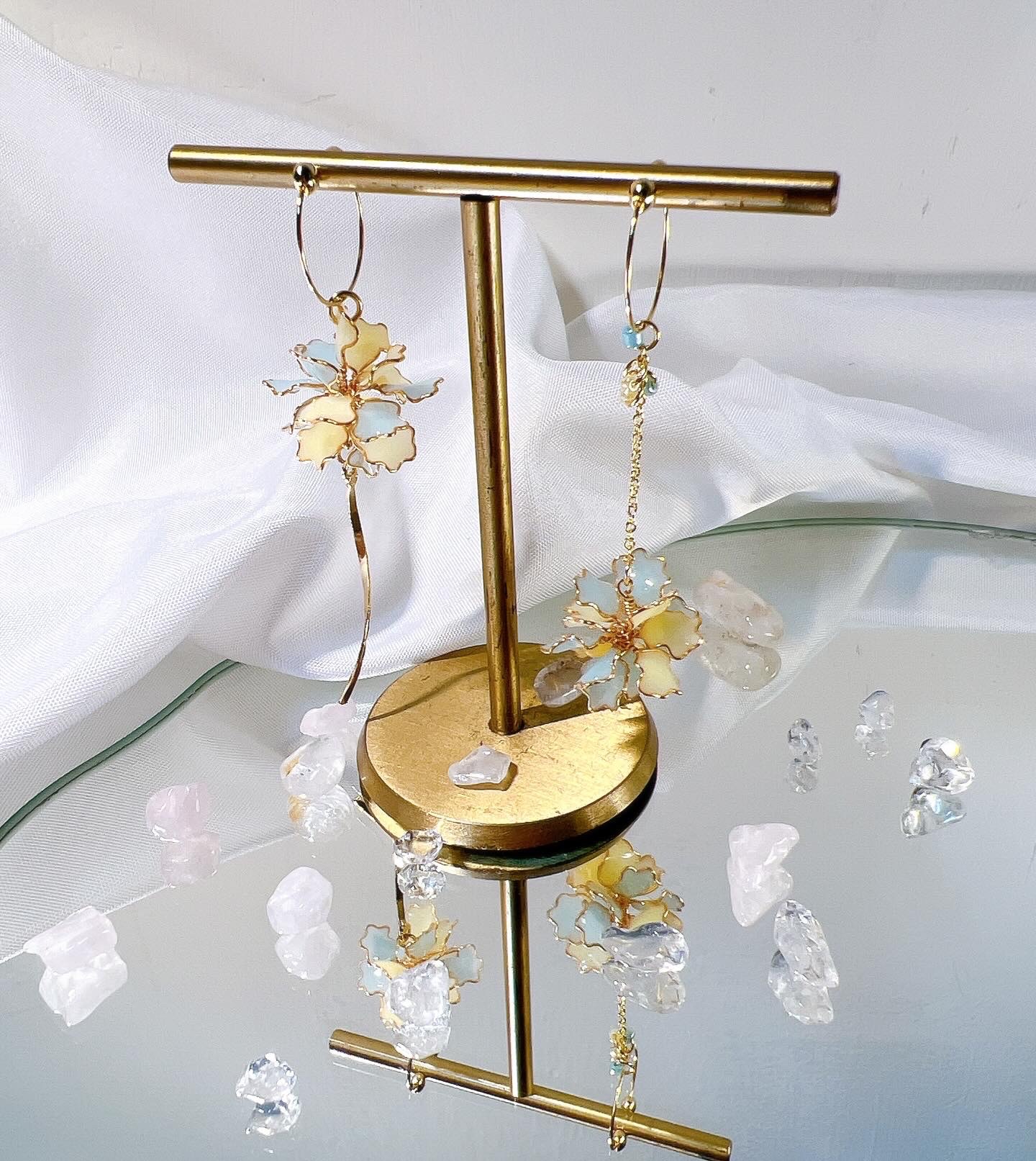 裙擺飄飄 夏日檸檬 銅線編織UV樹脂飾品