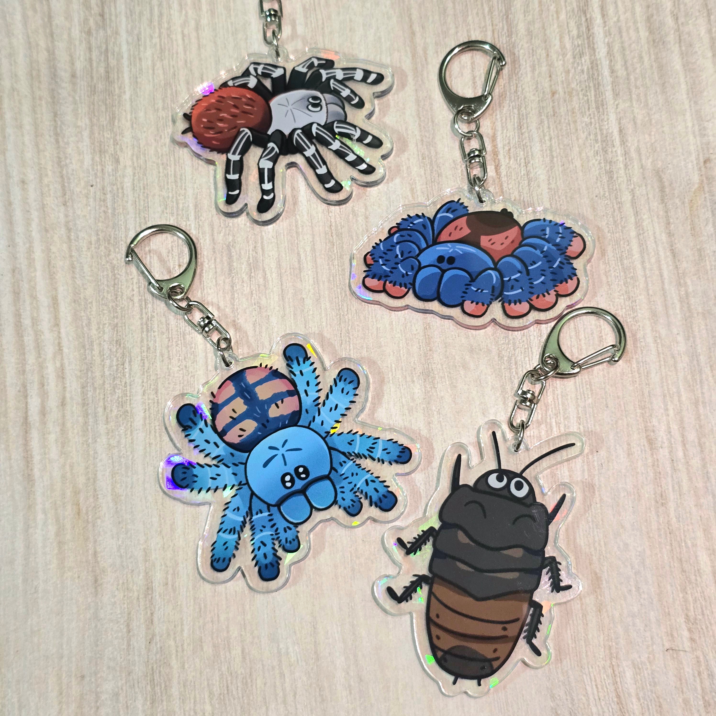 沒蟑螂的蜘蛛吊飾✨白間紅尾、油彩粉趾、秘魯紫粉趾、馬島蟑螂