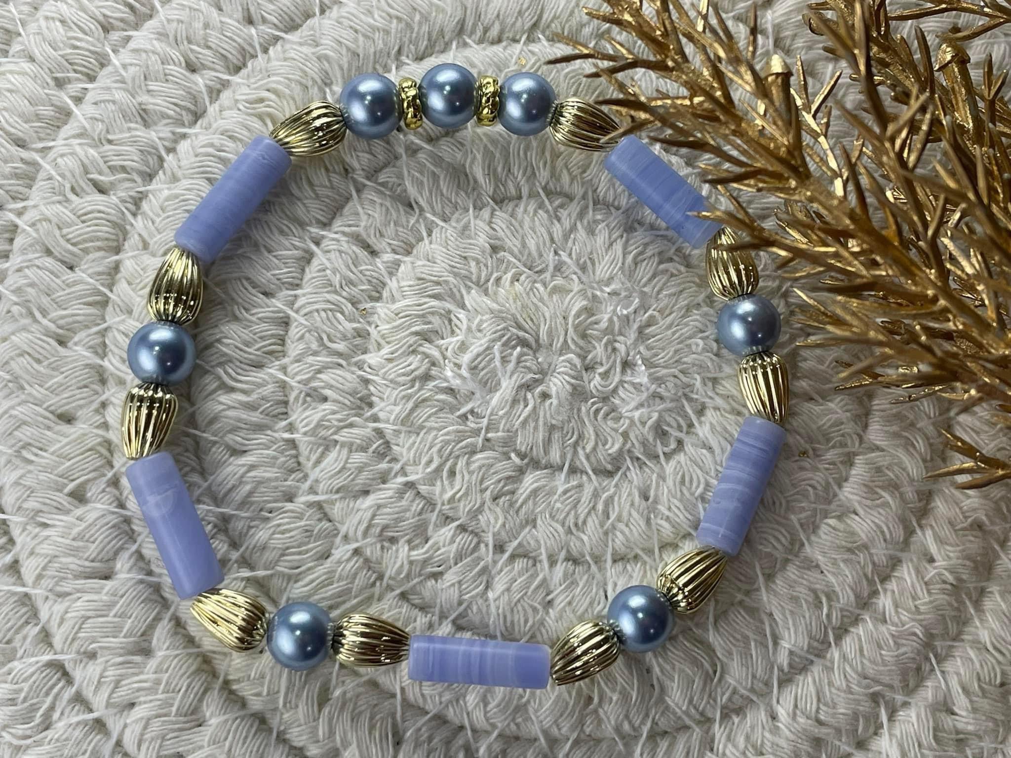 C012 藍紋瑪瑙x貝珠