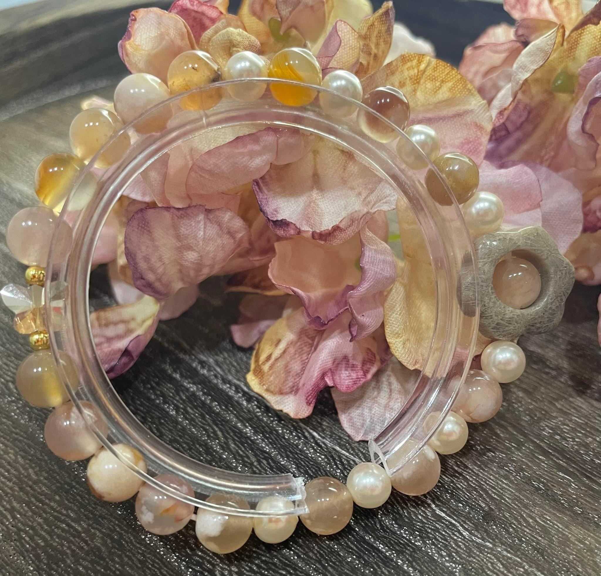 D010 櫻花瑪瑙x珊瑚玉x貝珠