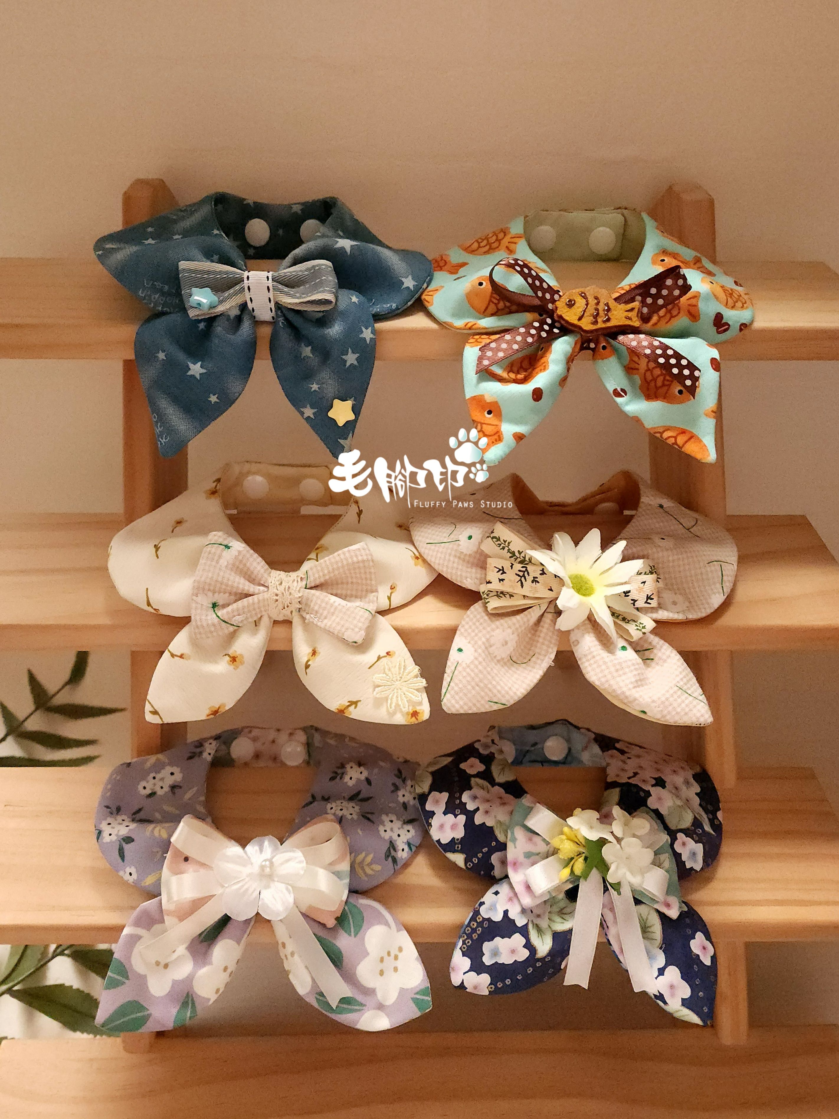 可愛清布蝴蝶領