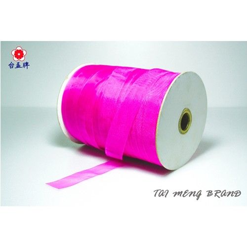 台孟牌 雪紗緞帶 22mm 桃紅 100碼 （包裝帶、材料、禮品禮盒、DIY、服裝、手工藝、佈置、緞帶花、蝴蝶結、婚禮）