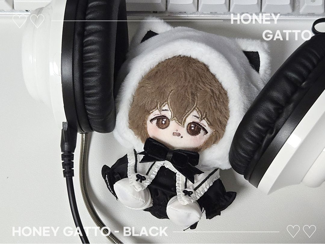 10娃衣-條紋款娃衣+Honey Gatto +Mongsil Rabbit Blue（雷射切割痕跡明顯