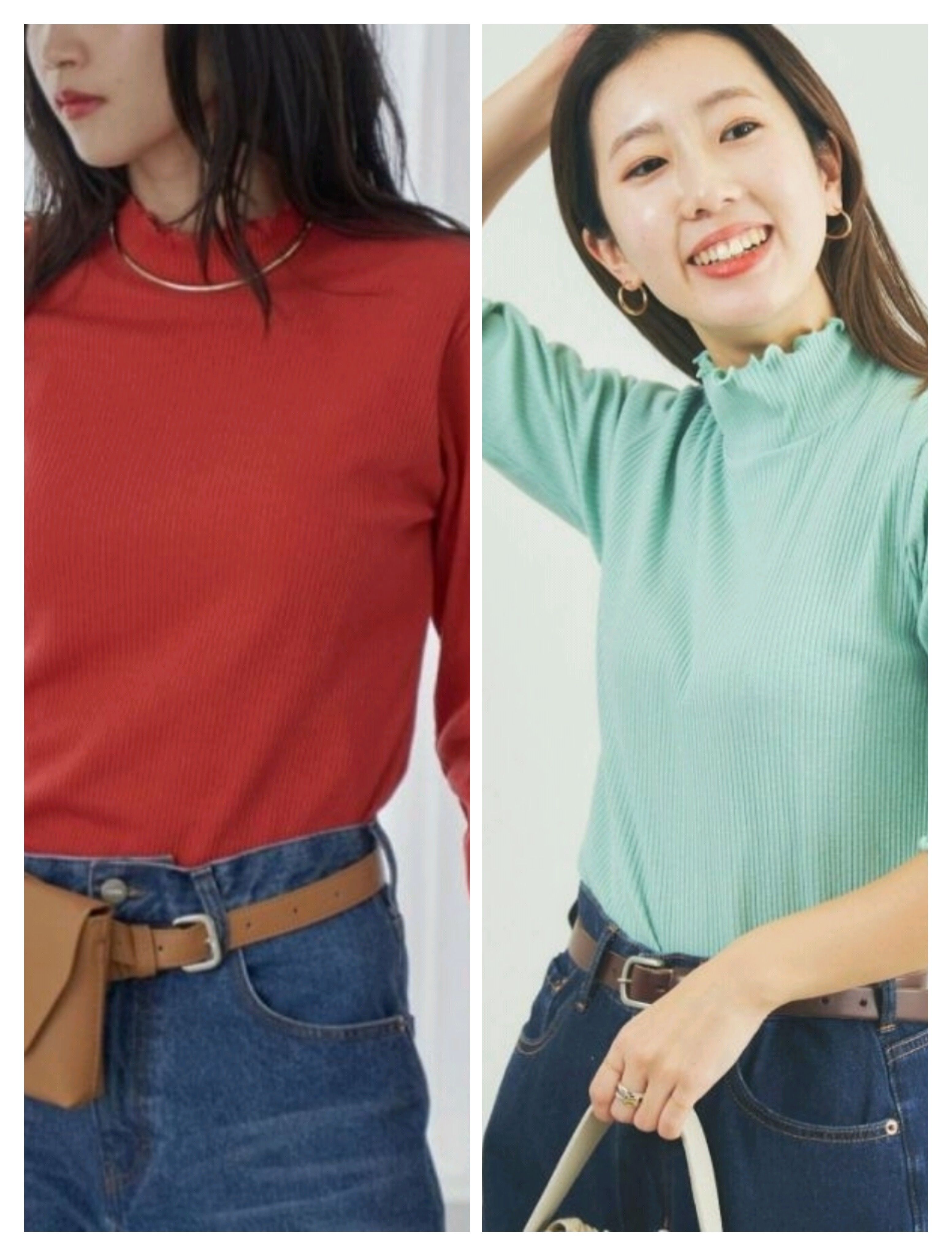 木耳邊 針織衫 橘色 薄荷色共2件