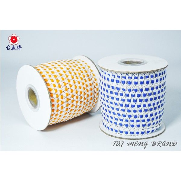 台孟牌 花邊 織帶 7mm 橘 藍 （提花帶、彎帶、花邊緞帶、蕾絲、波浪帶、飾品DIY、包邊布條、包裝、手工藝、DIY）