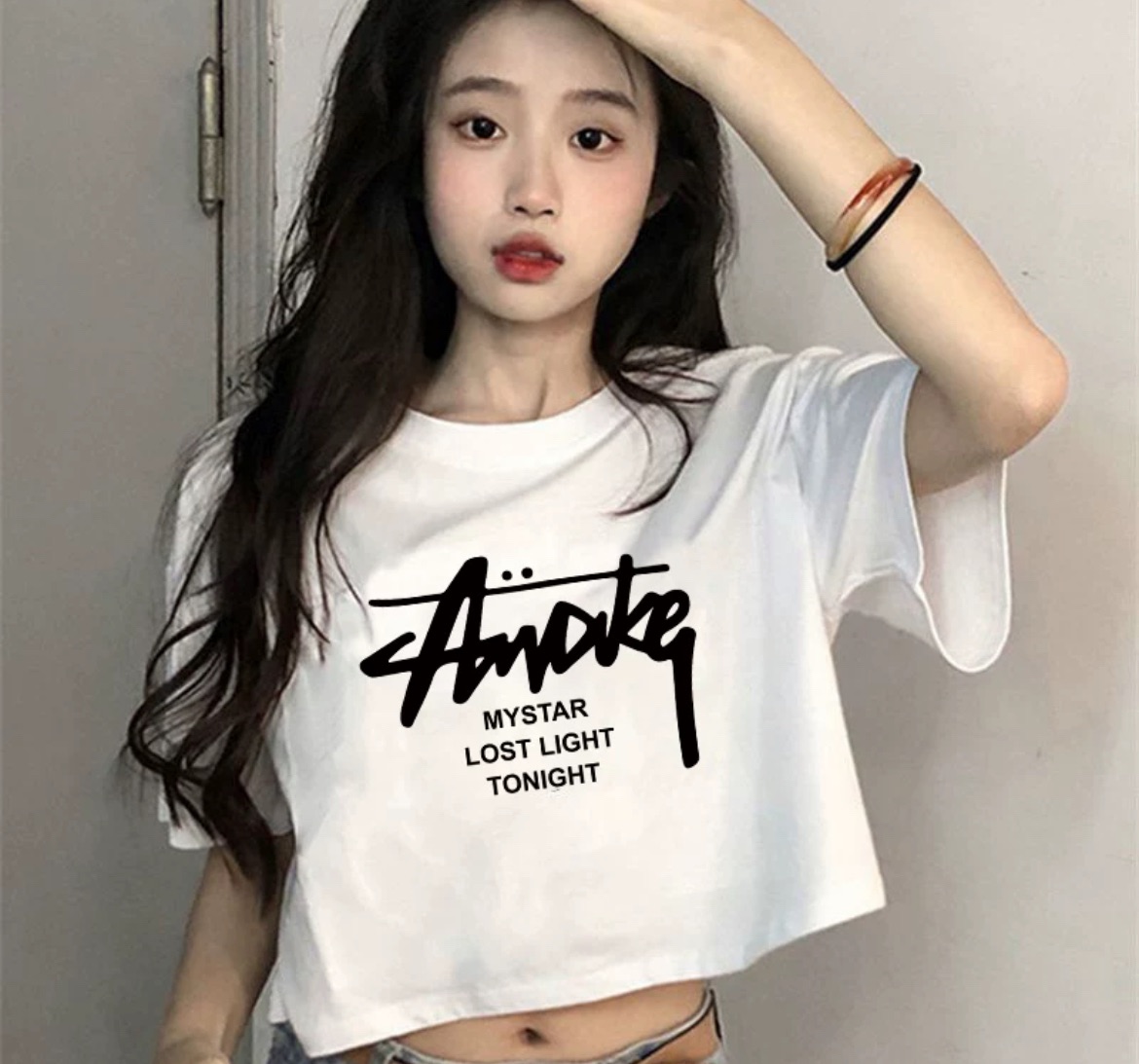 夏季純棉短袖上衣短款個性小眾設計感甜辣inst恤女修身2024年印花