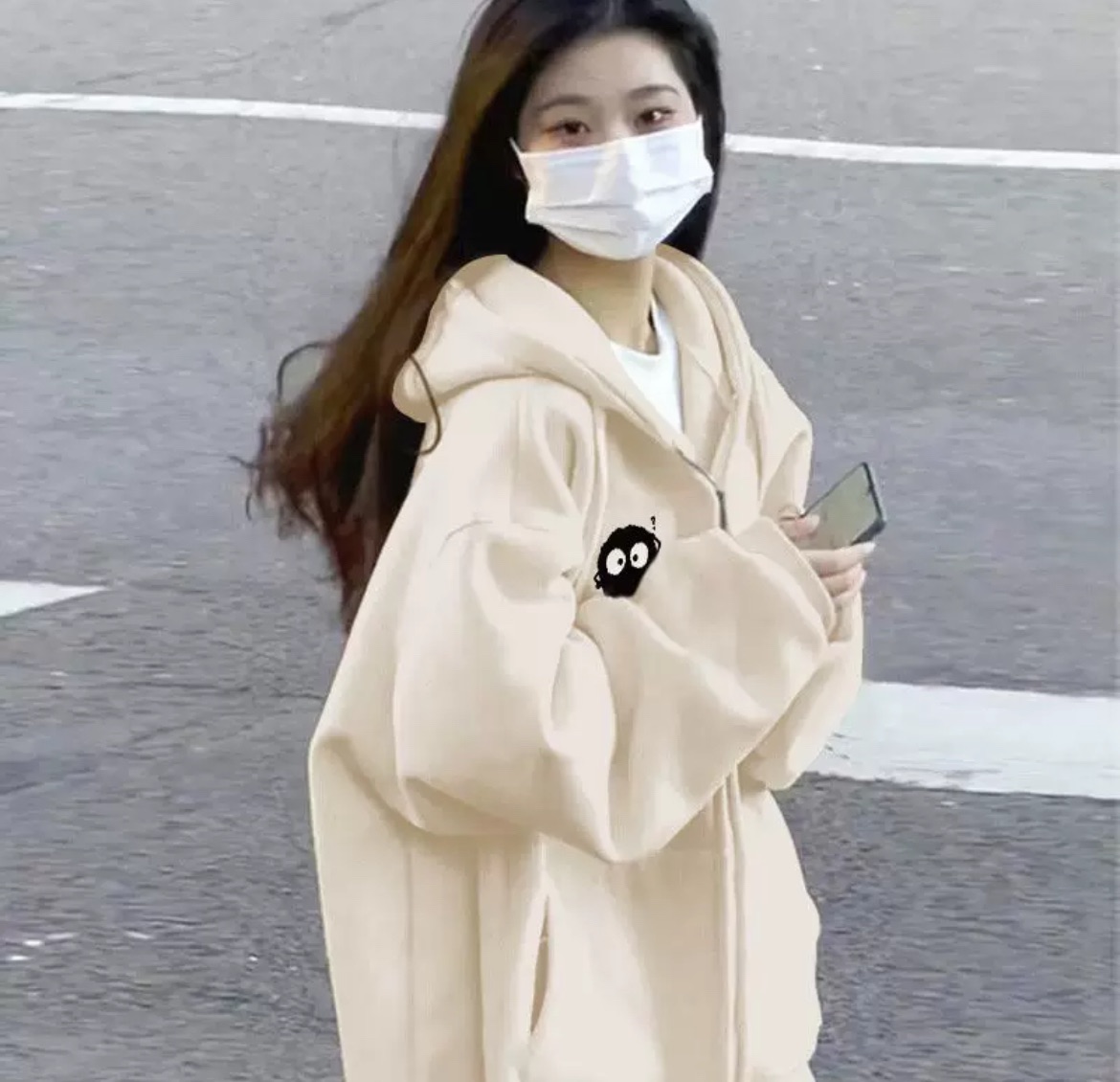 tia2024美式衛衣小個子上衣連帽加絨加厚開衫拉鍊外套2024年春天