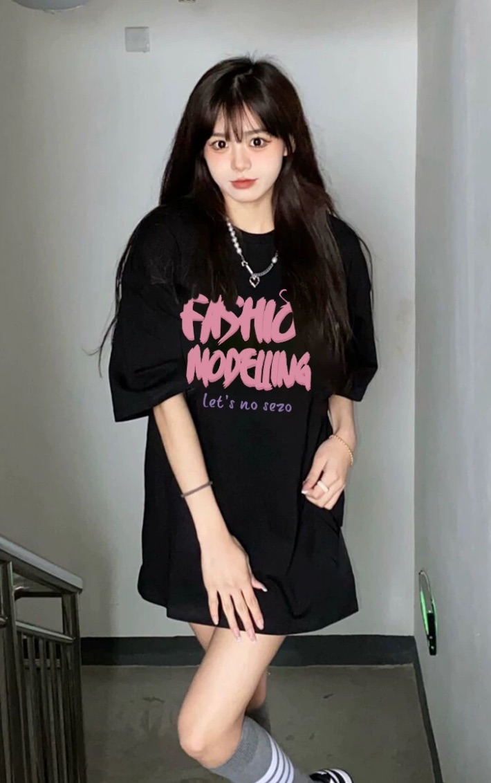 美式復古正肩t恤短袖女夏季新款設計感小眾黑色獨特別緻寬松上衣