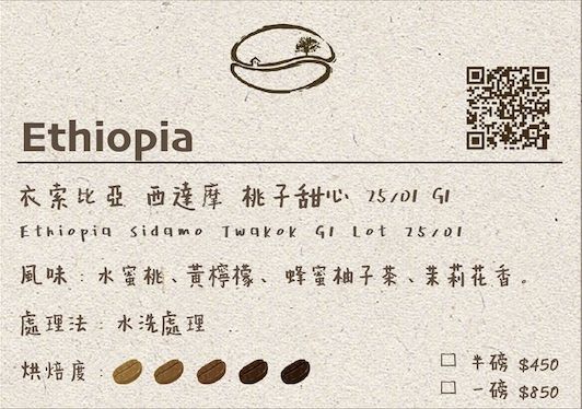 衣索比亞 西達摩 桃子甜心 25/01 G1 水洗