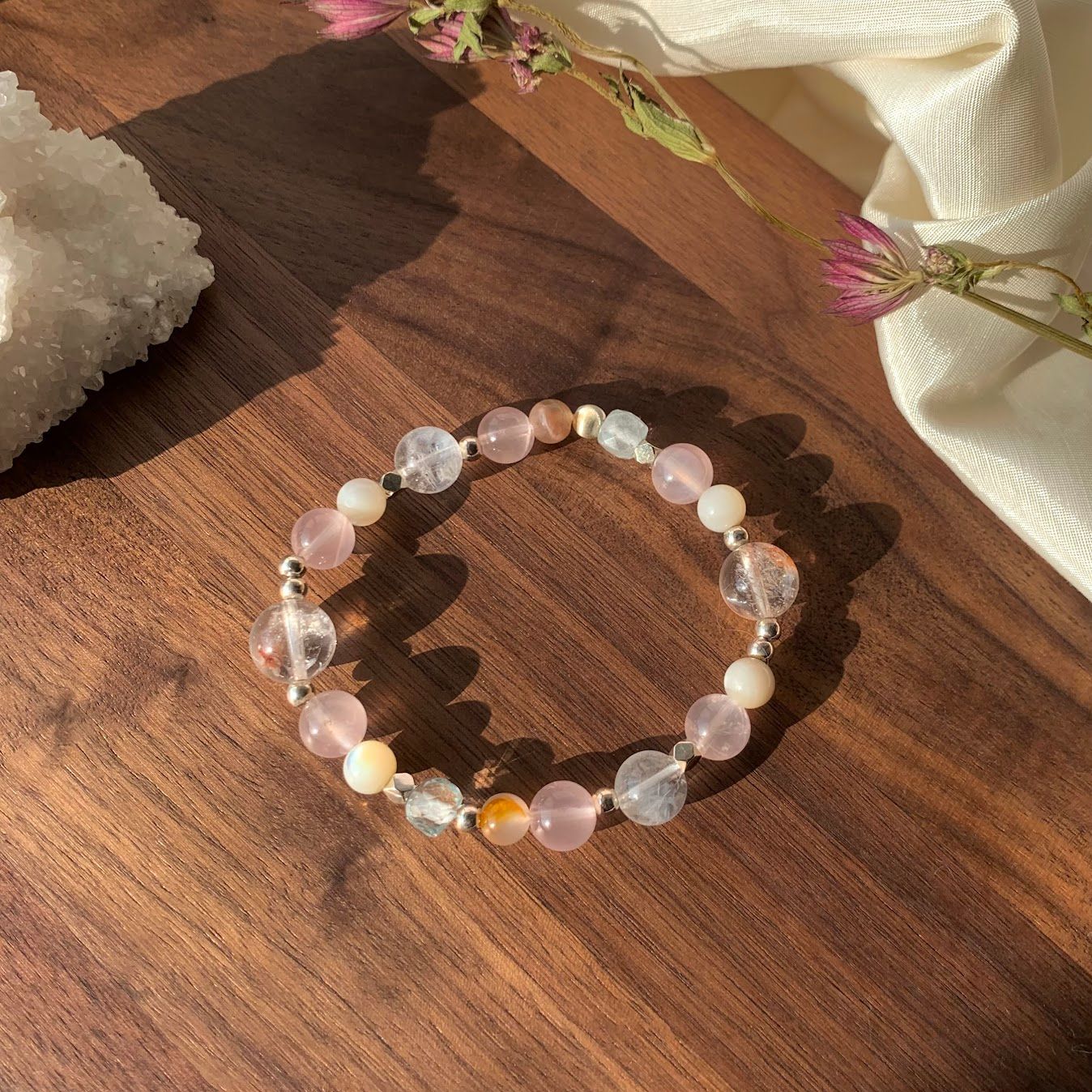 心中有愛花園系列-奶油粉霧/ 莫桑比克粉晶、托帕石 /訂製設計