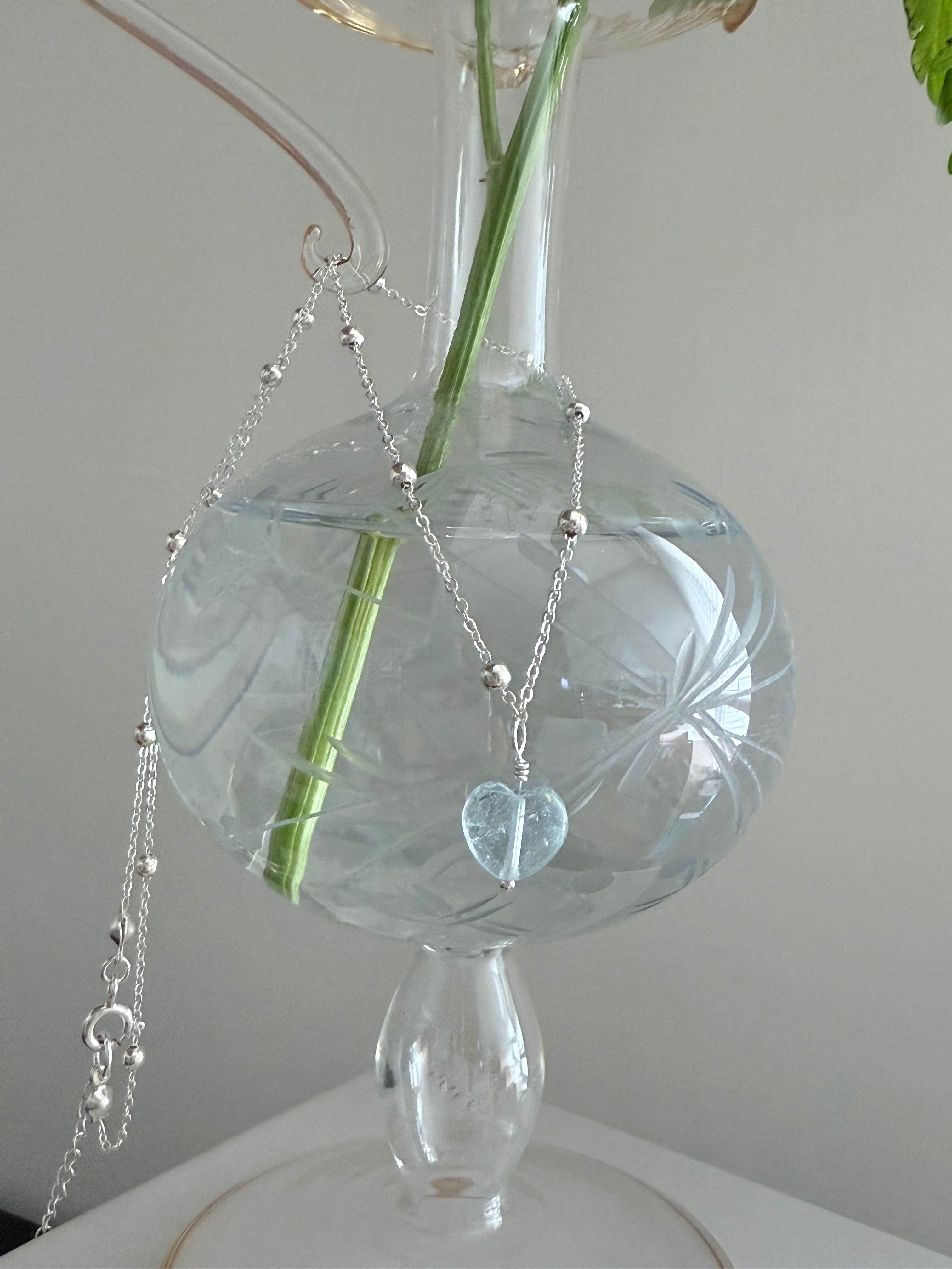 流光海心/ 925銀天然水晶能量/ 手作項鍊/ 設計款