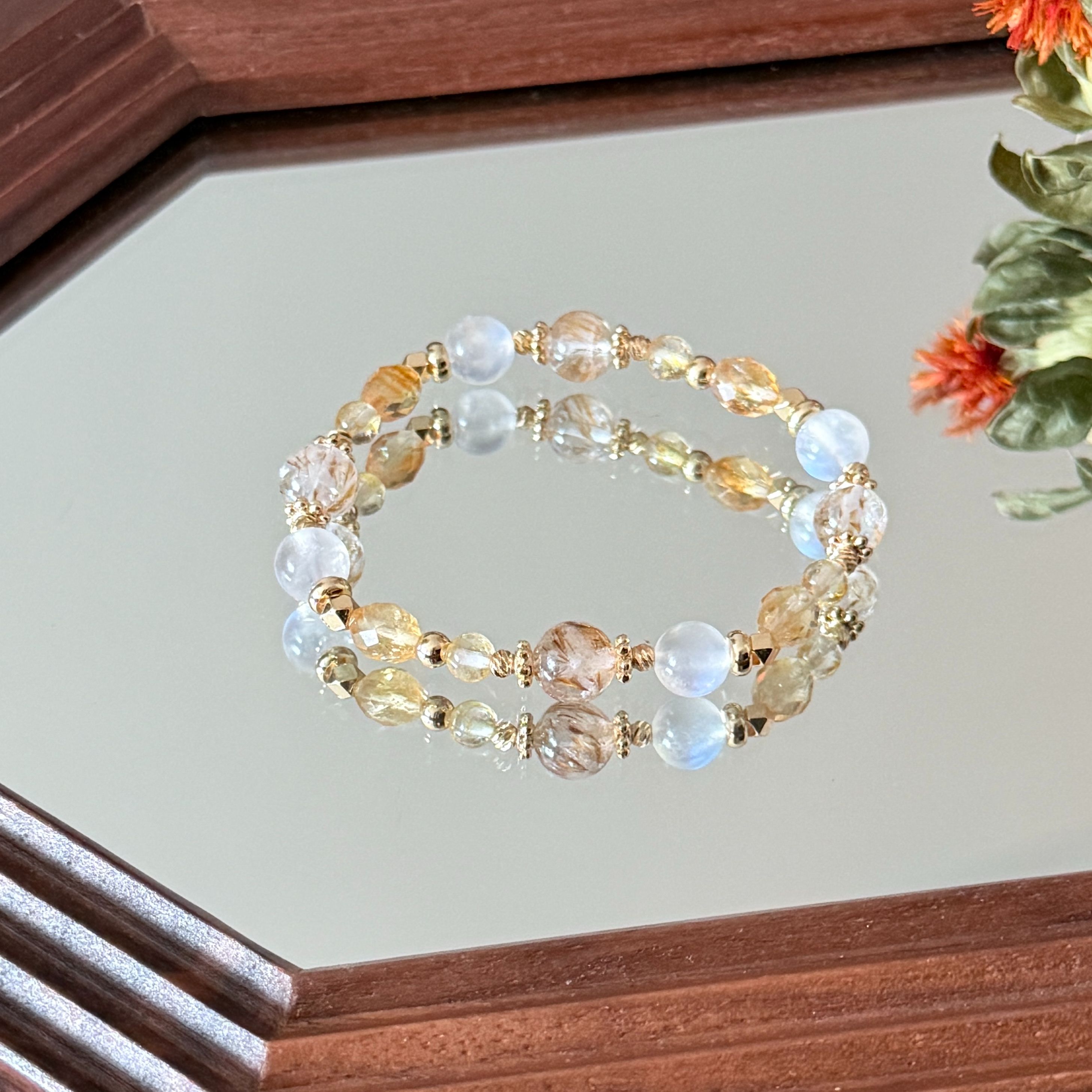 光之迴響/ 14K包金天然水晶能量手鍊/ 設計款