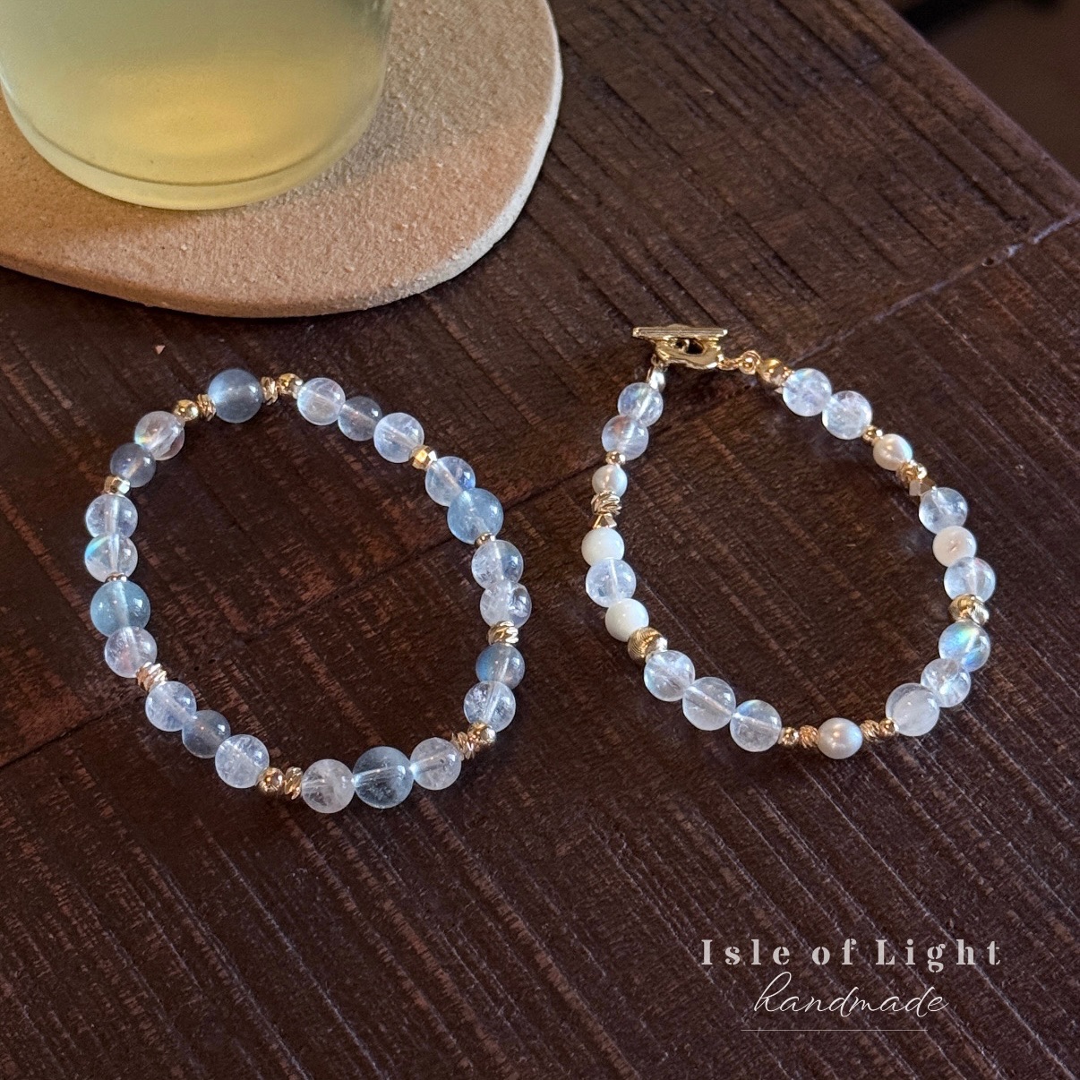 月白/ 14K包金天然水晶能量手鍊/ 設計款