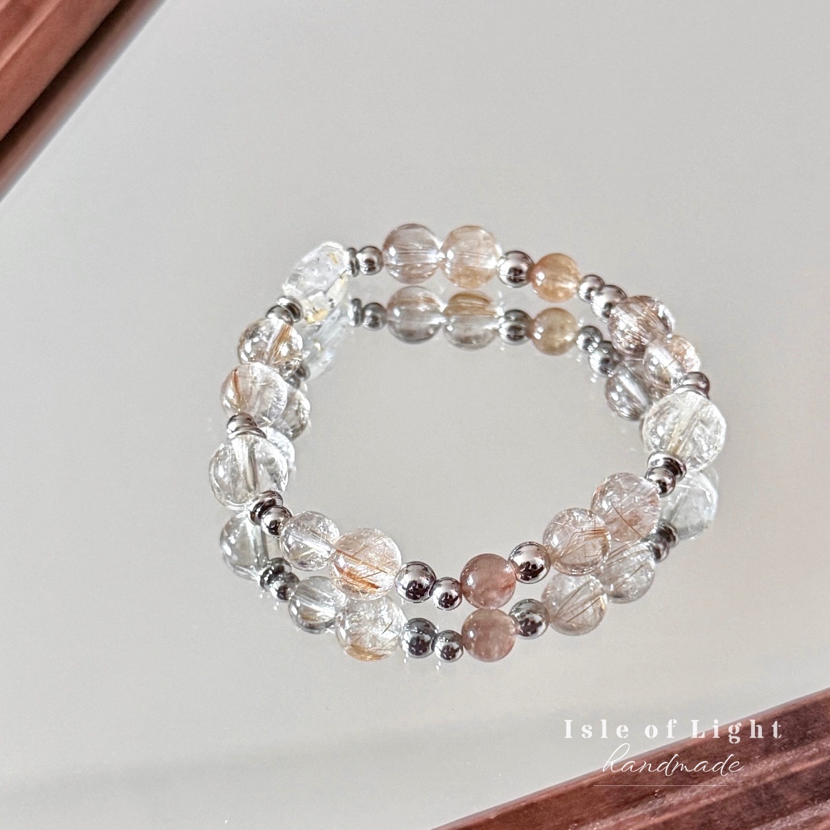 日光溫室/鈦鋼金屬天然水晶能量手鍊/設計款