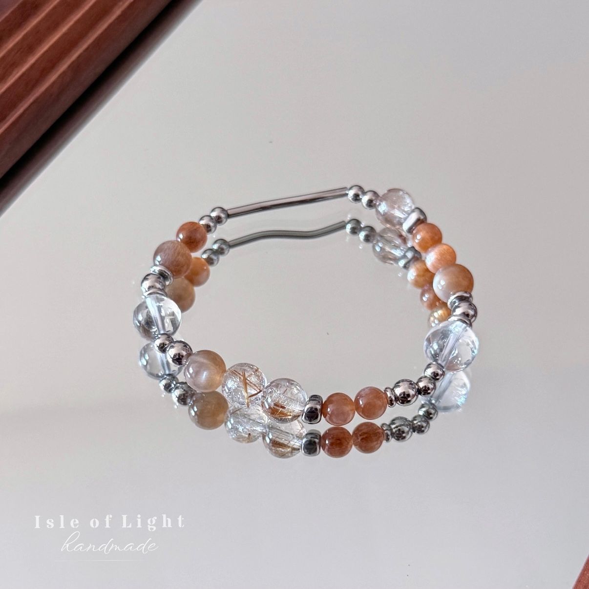 金流之序｜鈦鋼金屬天然水晶能量手鍊｜設計款