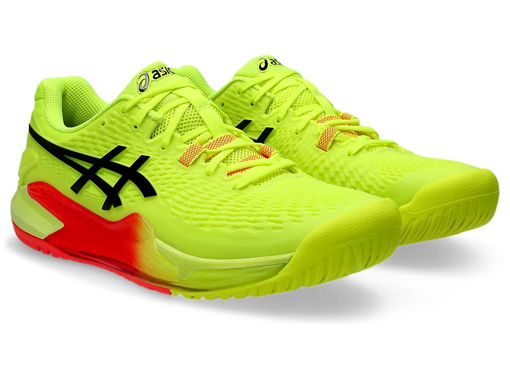 Asics 網球鞋 RESOLUTION 9 PARIS （瑩黃紅/黑） 1041A459-750 奧運