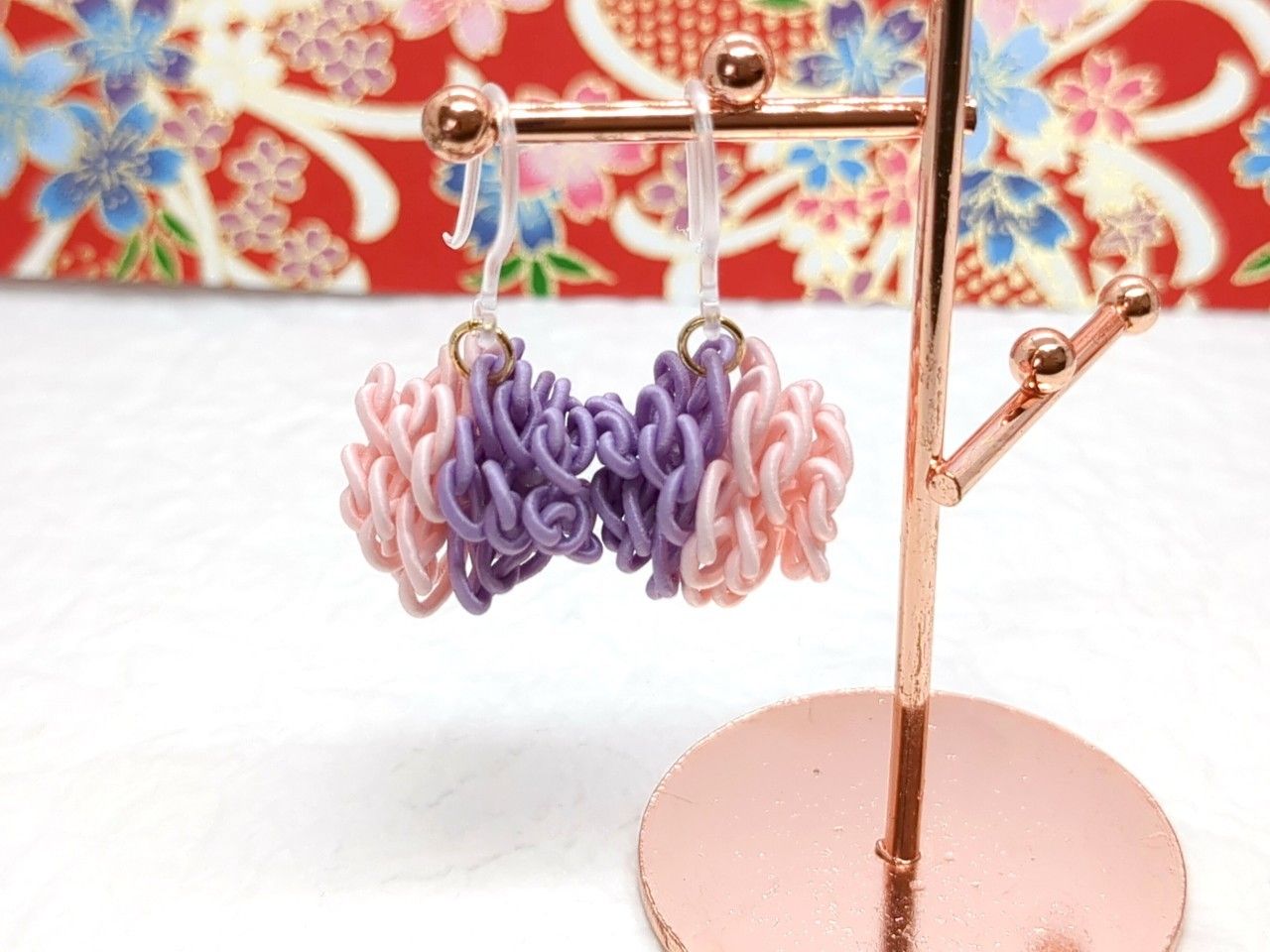 松福水引結び 　粉紫交織