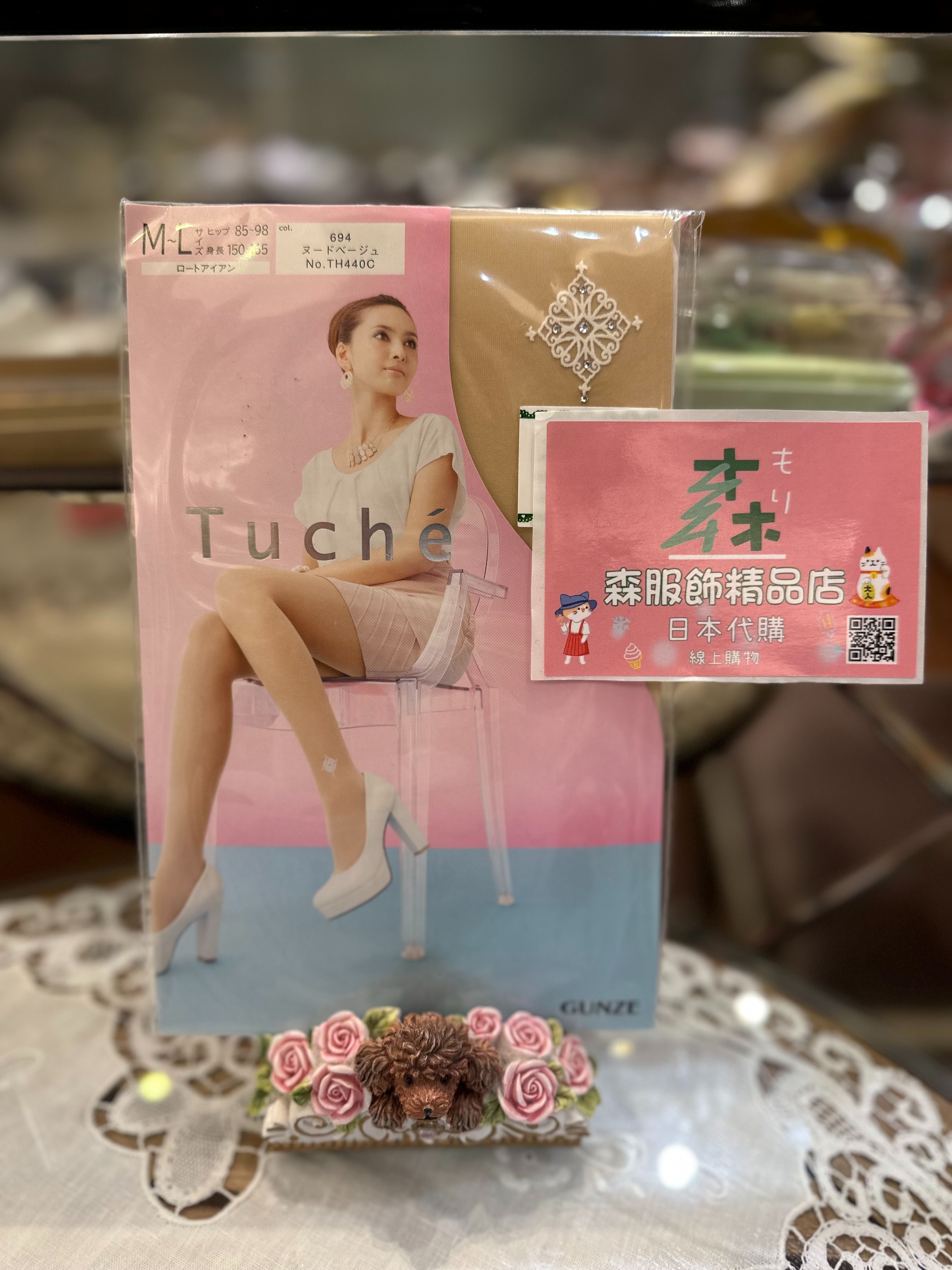 日本製 使用施華洛世奇水鑽 法式圖案 透膚絲襪 M~L