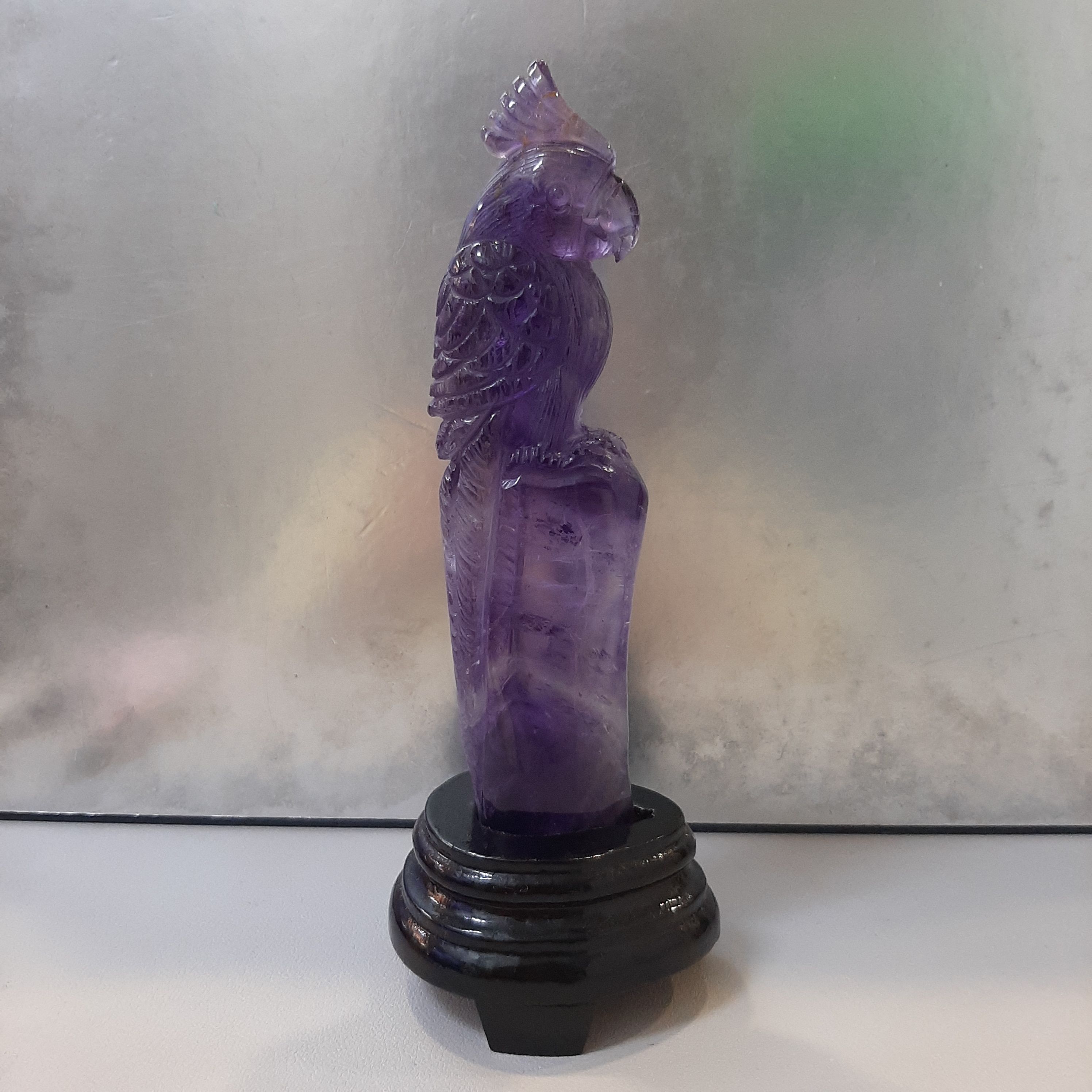 紫水晶鸚鵡雕刻擺件