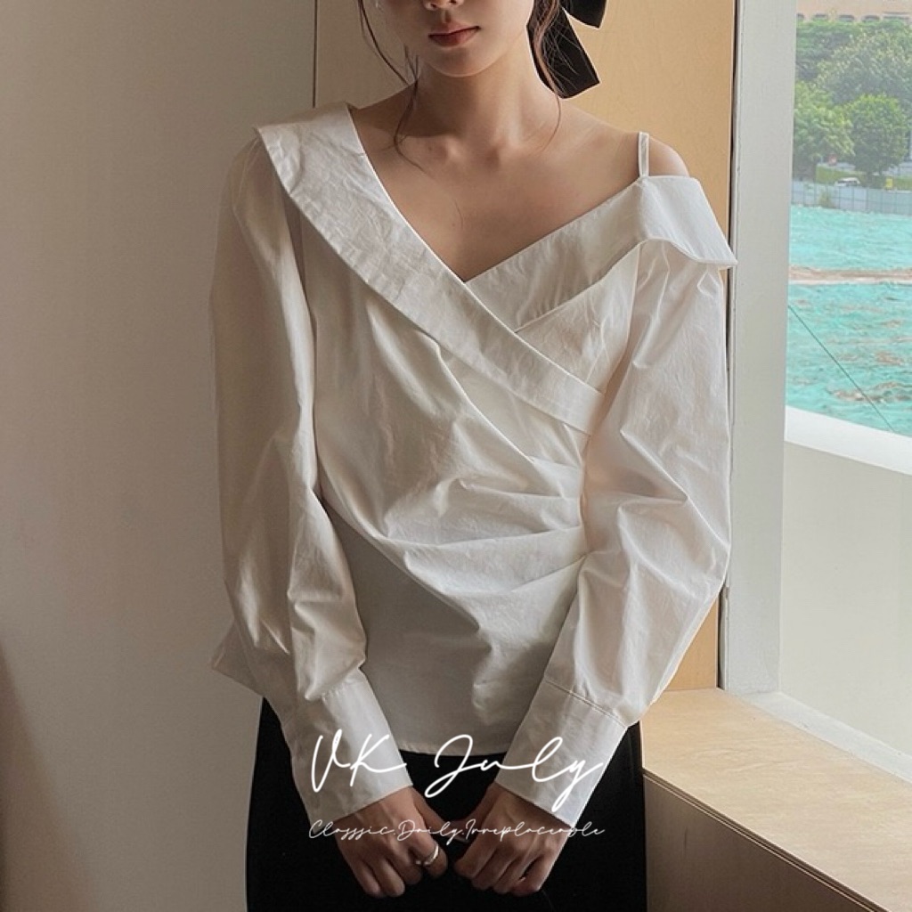 𝑽𝑲 𝑱𝒖𝒍𝒚｜歐膩設計款氣質斜肩襯衫