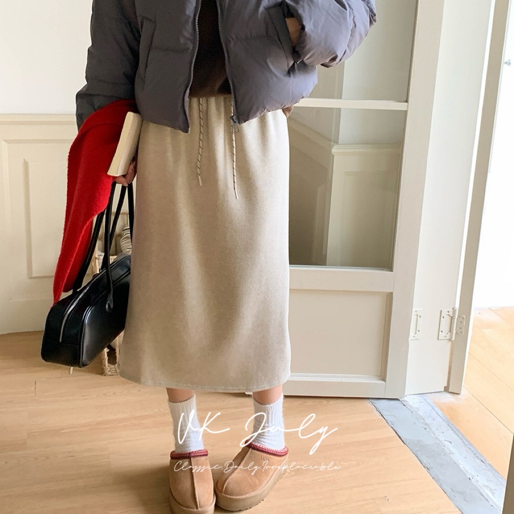 🏷️𝑽𝑲 𝑱𝒖𝒍𝒚｜韓妞必備高腰抽繩棉裙（4 colors）