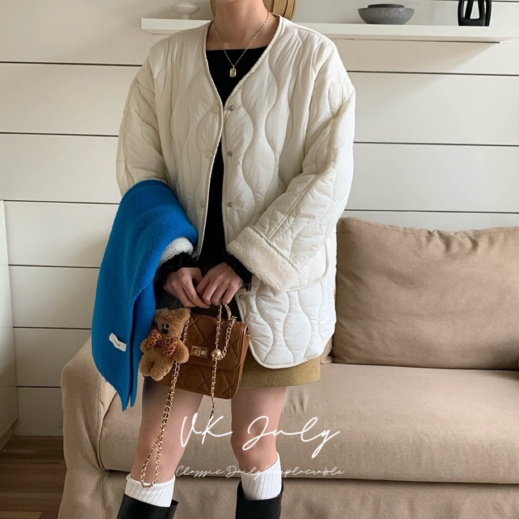 𝑽𝑲 𝑱𝒖𝒍𝒚｜奶油可頌🥐菱格鋪棉外套（2 colors）