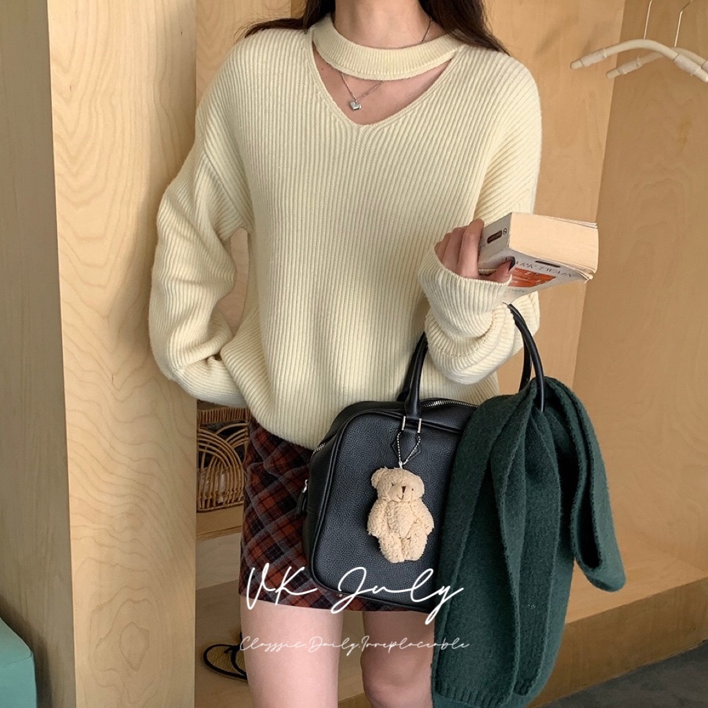 𝑽𝑲 𝑱𝒖𝒍𝒚｜法式鏤空V領針織毛衣（3 colors）