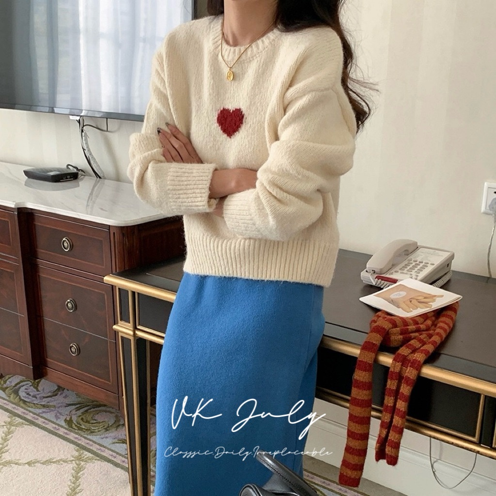 𝑽𝑲 𝑱𝒖𝒍𝒚｜乖甜系女孩愛心毛衣（3 colors）