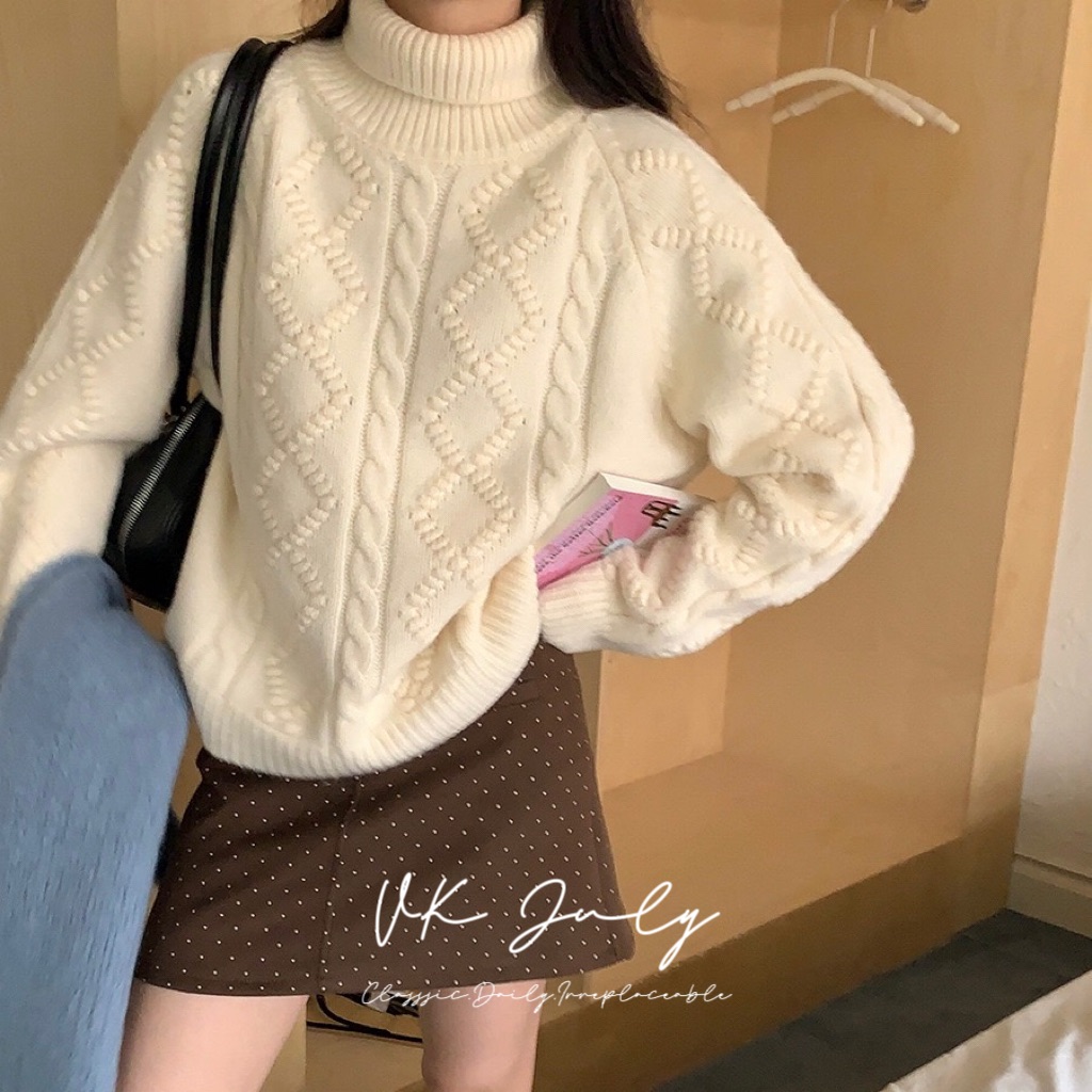 𝑽𝑲 𝑱𝒖𝒍𝒚｜奶油高領麻花毛衣（3 colors）