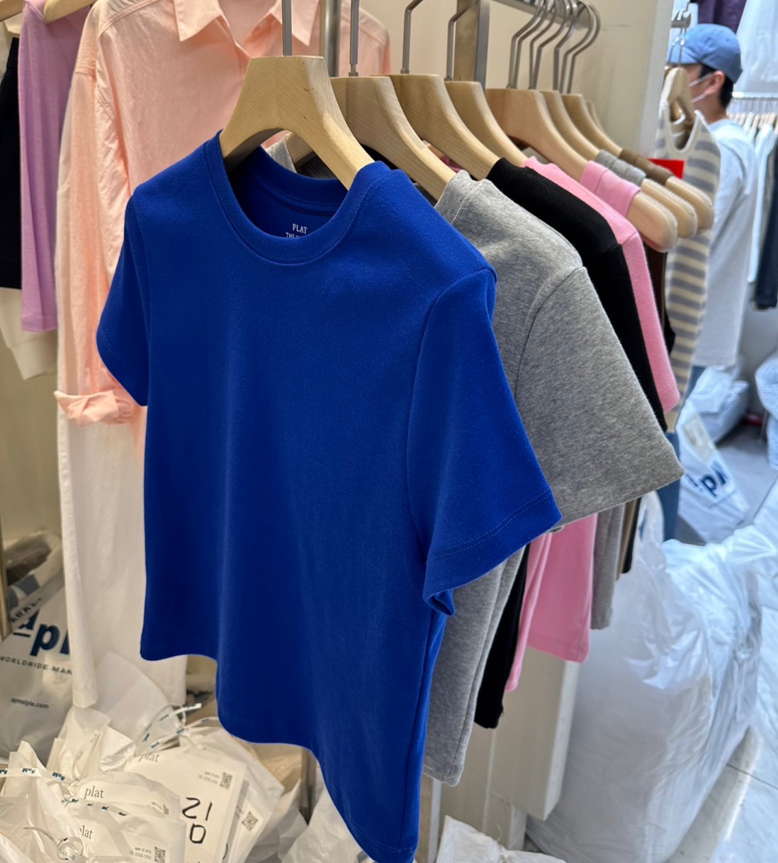 A033 厚磅彈性素Ｔ 灰/藍