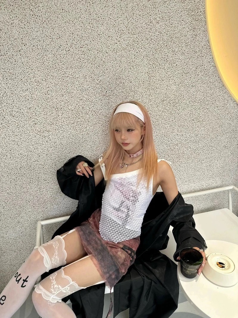 【加州辣妹】紗網牛仔裙 y2k